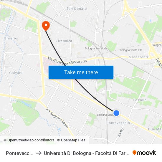 Pontevecchio to Università Di Bologna - Facoltà Di Farmacia map