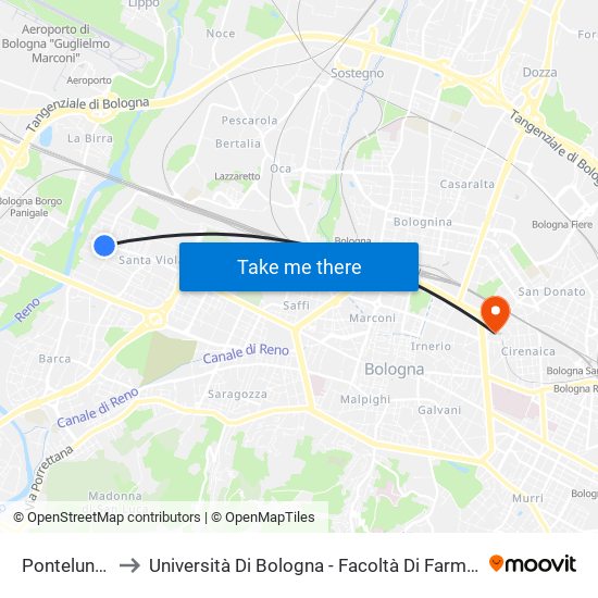 Pontelungo to Università Di Bologna - Facoltà Di Farmacia map