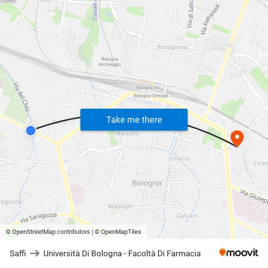 Saffi to Università Di Bologna - Facoltà Di Farmacia map