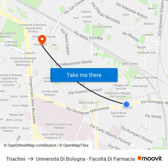 Triachini to Università Di Bologna - Facoltà Di Farmacia map