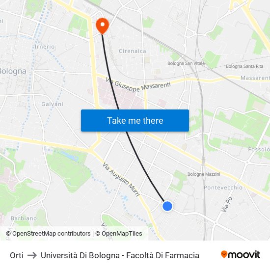 Orti to Università Di Bologna - Facoltà Di Farmacia map