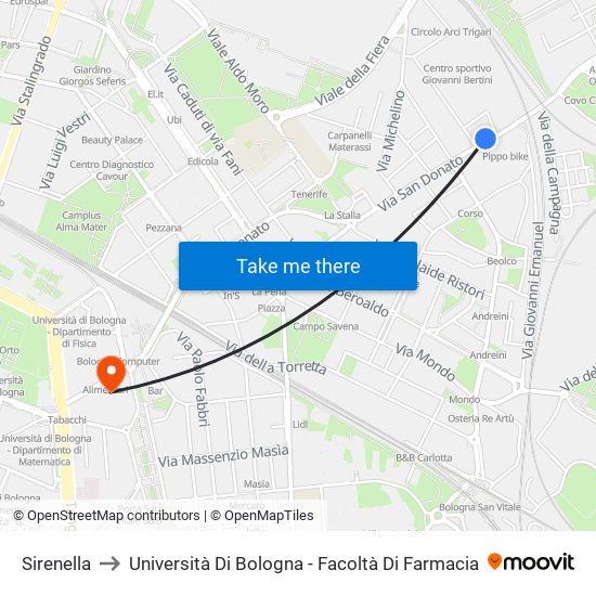 Sirenella to Università Di Bologna - Facoltà Di Farmacia map