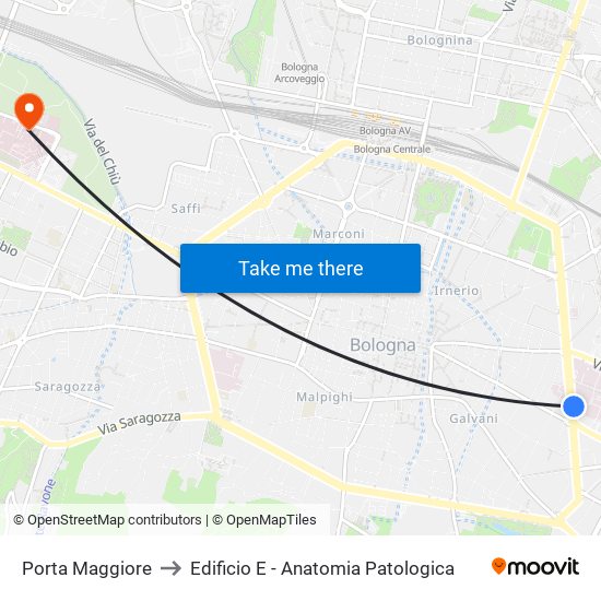 Porta Maggiore to Edificio E - Anatomia Patologica map