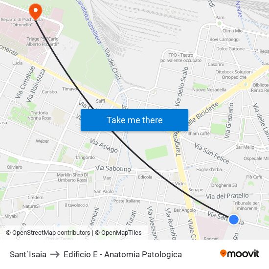 Sant`Isaia to Edificio E - Anatomia Patologica map