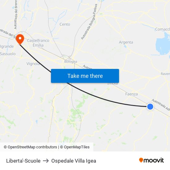 Liberta'-Scuole to Ospedale Villa Igea map