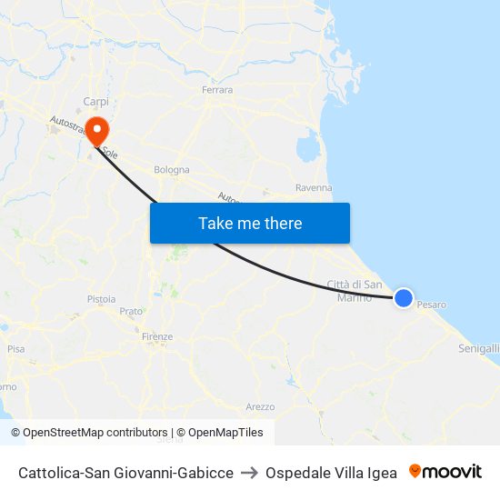 Cattolica-San Giovanni-Gabicce to Ospedale Villa Igea map