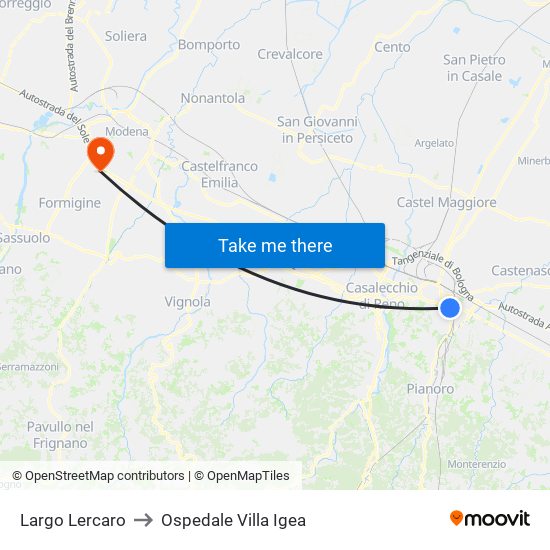 Largo Lercaro to Ospedale Villa Igea map