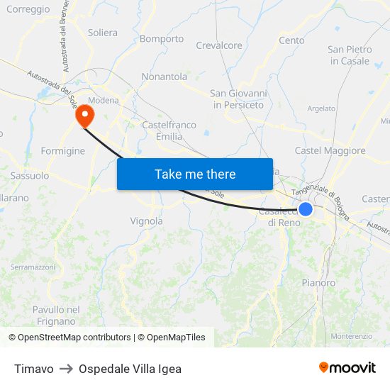 Timavo to Ospedale Villa Igea map
