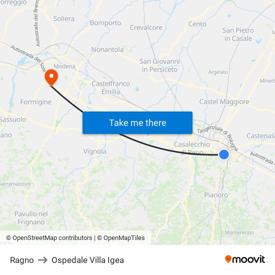 Ragno to Ospedale Villa Igea map