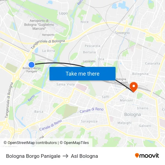 Bologna Borgo Panigale to Bologna Health Authority map