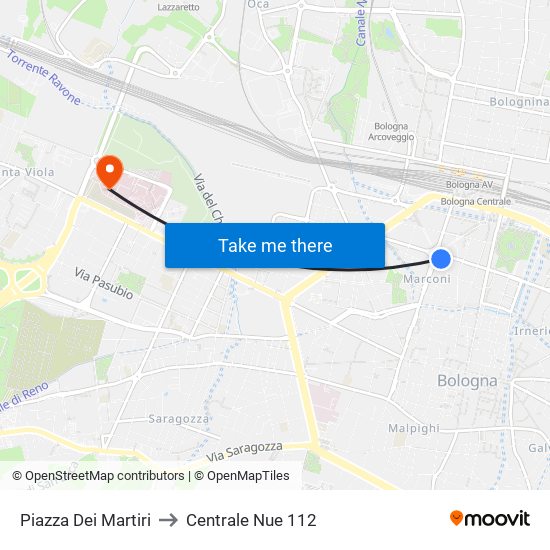 Piazza Dei Martiri to Centrale Nue 112 map