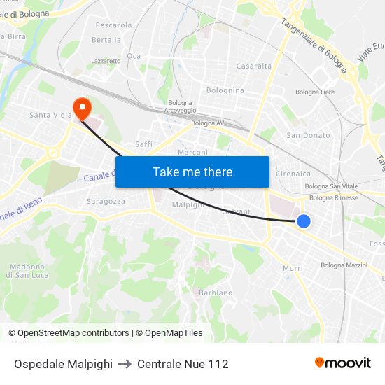 Ospedale Malpighi to Centrale Nue 112 map