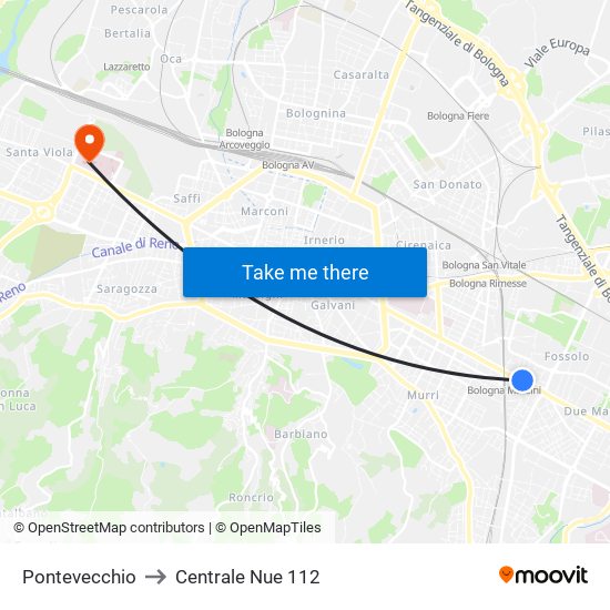 Pontevecchio to Centrale Nue 112 map