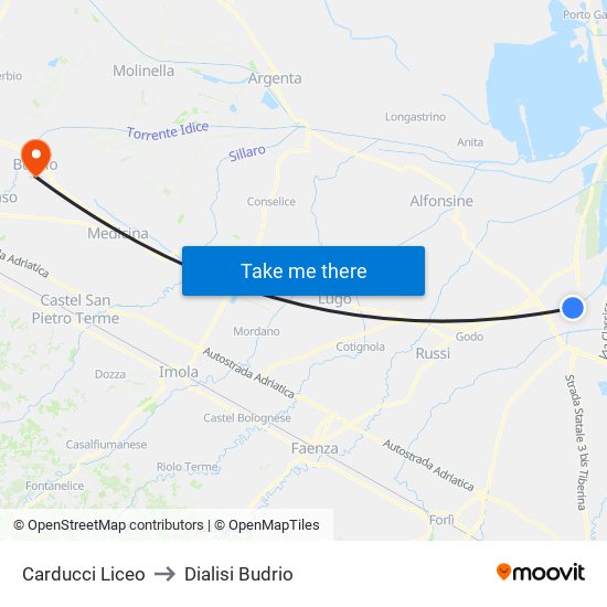 Carducci Liceo to Dialisi Budrio map