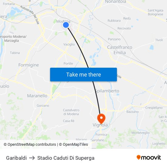 Garibaldi to Stadio Caduti Di Superga map