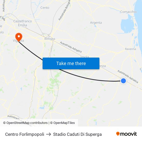 Centro Forlimpopoli to Stadio Caduti Di Superga map