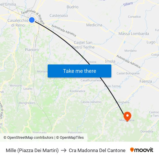 Mille (Piazza Dei Martiri) to Cra Madonna Del Cantone map