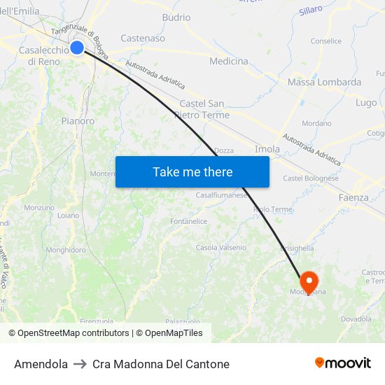 Amendola to Cra Madonna Del Cantone map
