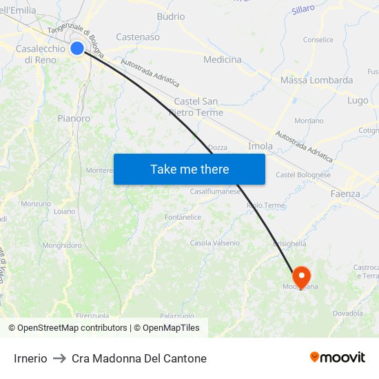 Irnerio to Cra Madonna Del Cantone map