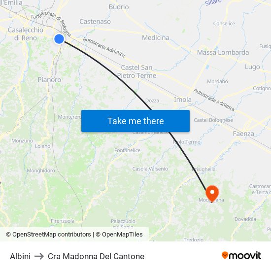 Albini to Cra Madonna Del Cantone map