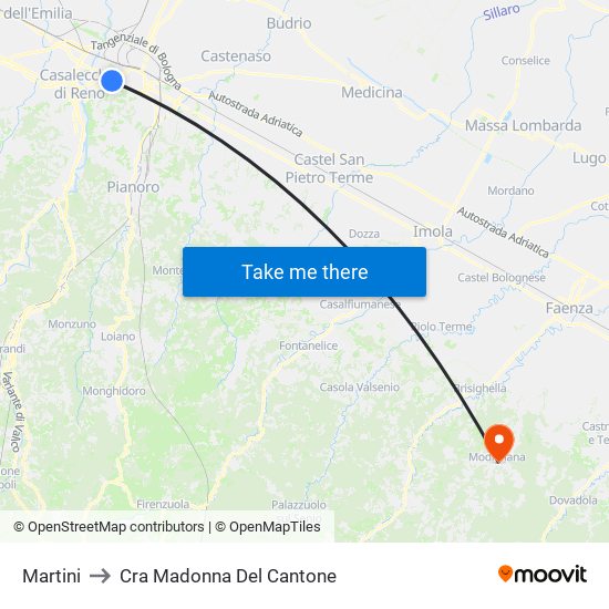Martini to Cra Madonna Del Cantone map