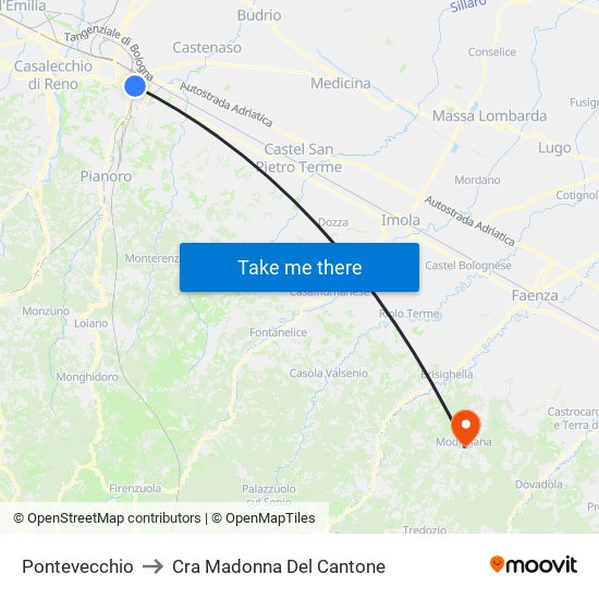Pontevecchio to Cra Madonna Del Cantone map
