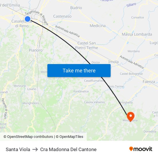 Santa Viola to Cra Madonna Del Cantone map