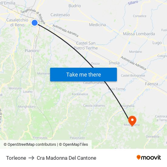 Torleone to Cra Madonna Del Cantone map