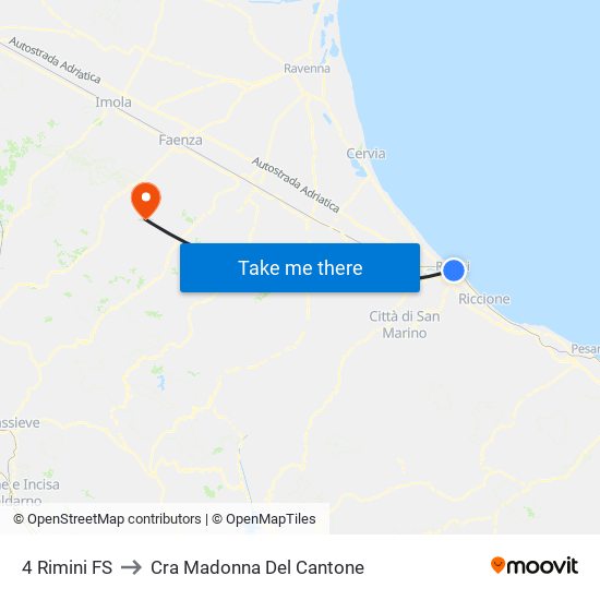 4 Rimini FS to Cra Madonna Del Cantone map