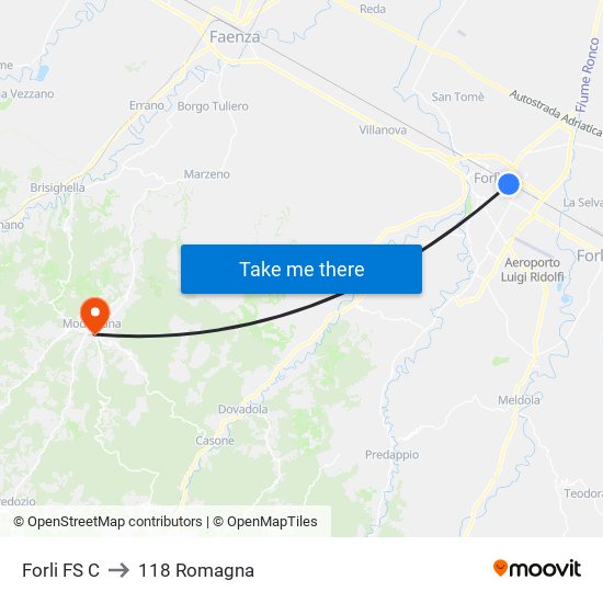 Forli FS C to 118 Romagna map