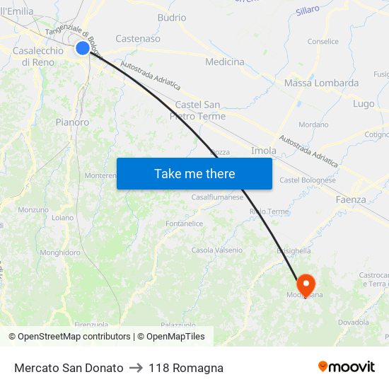 Mercato San Donato to 118 Romagna map