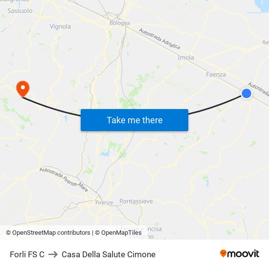 Forli FS C to Casa Della Salute Cimone map