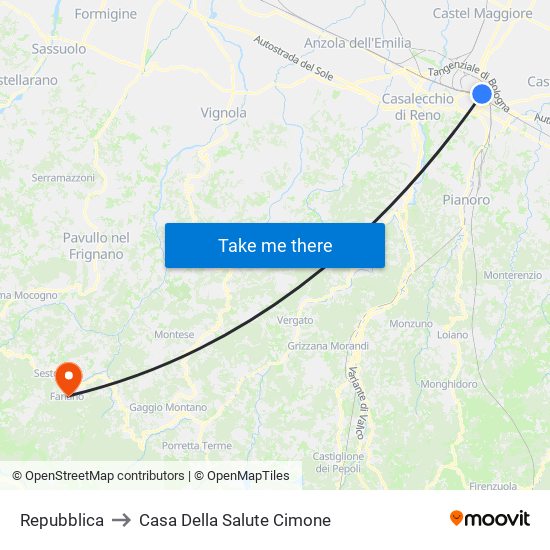 Repubblica to Casa Della Salute Cimone map