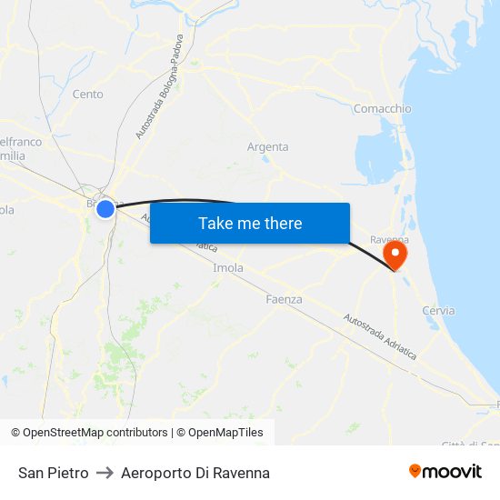 San Pietro to Aeroporto Di Ravenna map