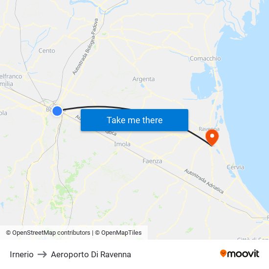 Irnerio to Aeroporto Di Ravenna map