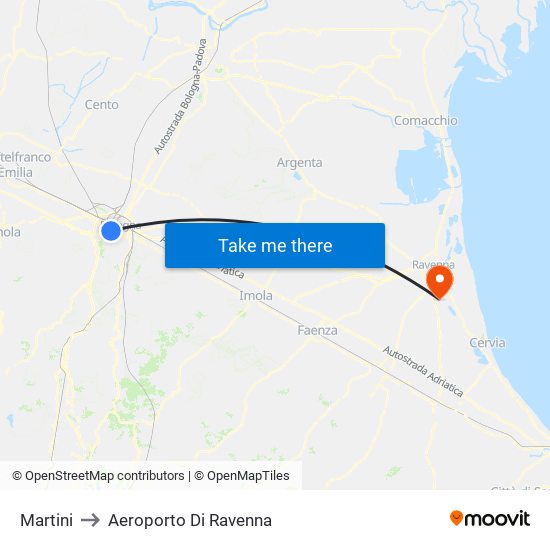 Martini to Aeroporto Di Ravenna map