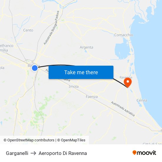 Garganelli to Aeroporto Di Ravenna map