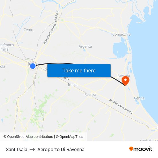 Sant`Isaia to Aeroporto Di Ravenna map
