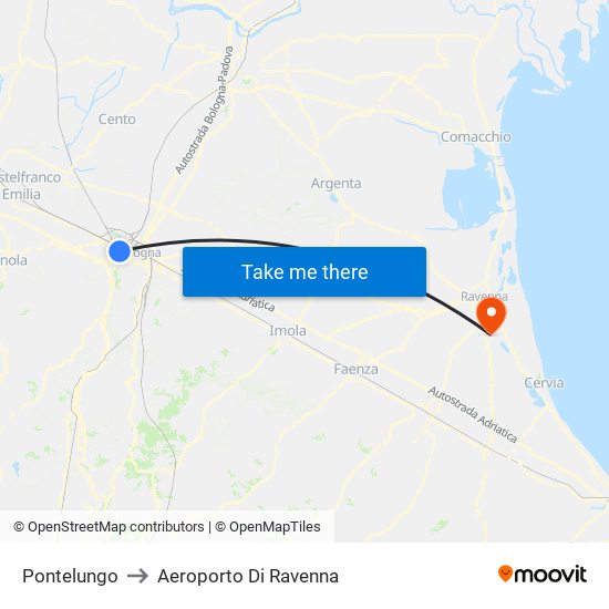 Pontelungo to Aeroporto Di Ravenna map