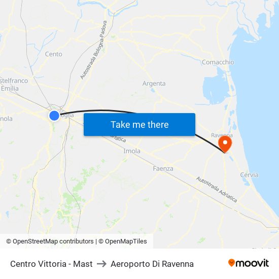 Centro Vittoria - Mast to Aeroporto Di Ravenna map