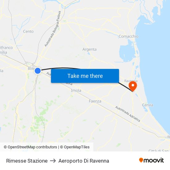 Rimesse Stazione to Aeroporto Di Ravenna map