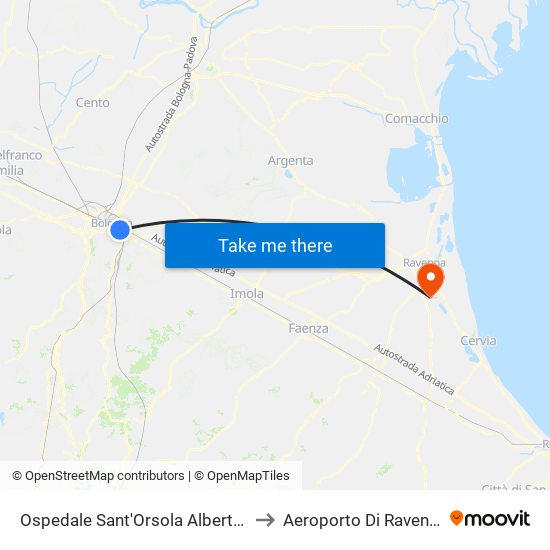 Ospedale Sant'Orsola Albertoni to Aeroporto Di Ravenna map