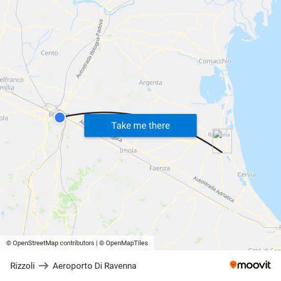 Rizzoli to Aeroporto Di Ravenna map