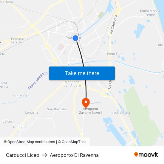 Carducci Liceo to Aeroporto Di Ravenna map