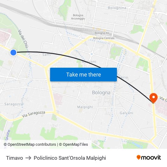Timavo to Policlinico Sant'Orsola Malpighi map