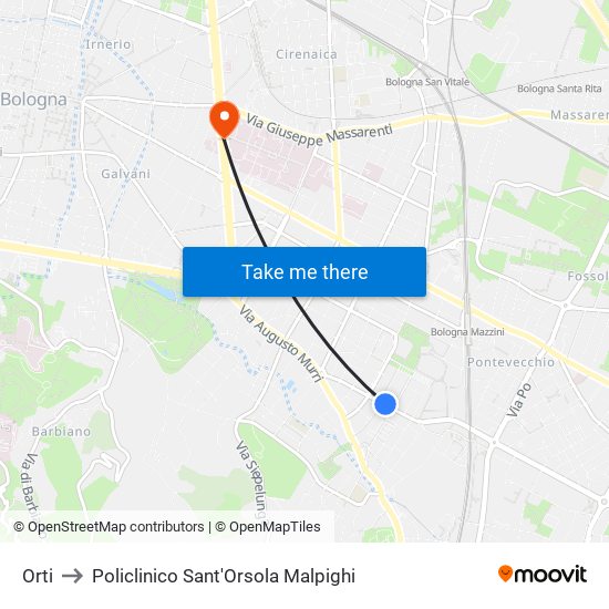 Orti to Policlinico Sant'Orsola Malpighi map