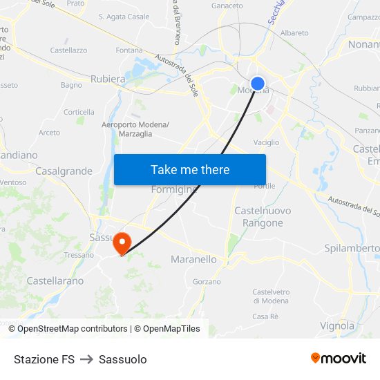 Stazione FS to Sassuolo map