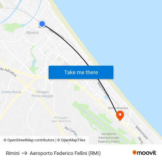 Rimini to Aeroporto Federico Fellini (RMI) map