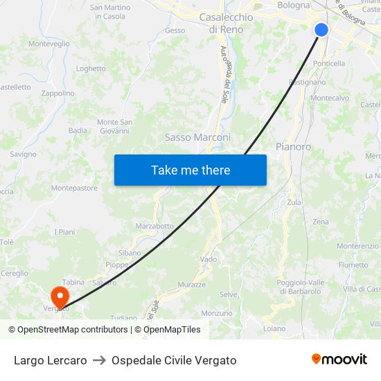 Largo Lercaro to Ospedale Civile Vergato map