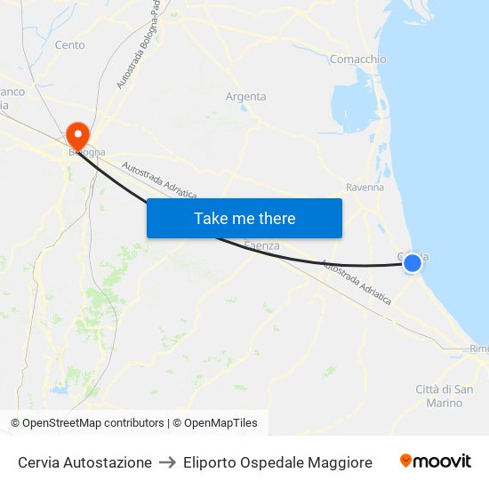 Cervia Autostazione to Eliporto Ospedale Maggiore map